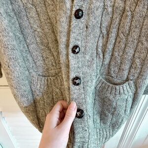 Vintage Grey Wool Cable Knit Cardigan